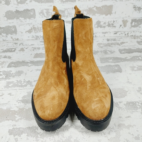 NEW Caslon Miller Brown Suede Pull On Water Resistant Lug Chelsea Bootie A460 - Picture 3 of 11